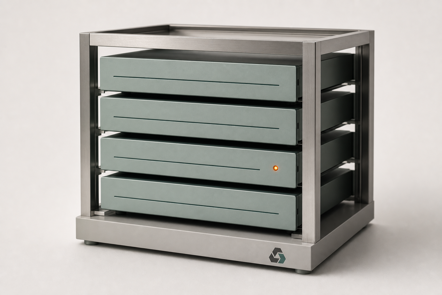 Small rack of sage compute modules with one orange indicator: sizing the box count